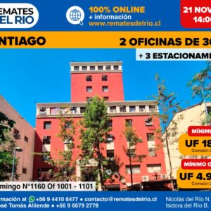 Remate - 2 Oficinas y 3 Estacionamientos en el Centro de Santiago.