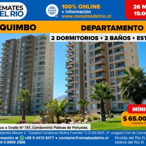 Remate – Departamento + Bodega + Estacionamiento Coquimbo