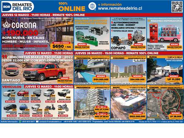 REMATE 12 DE MARZO 2026 11:00 HRS – BIENES