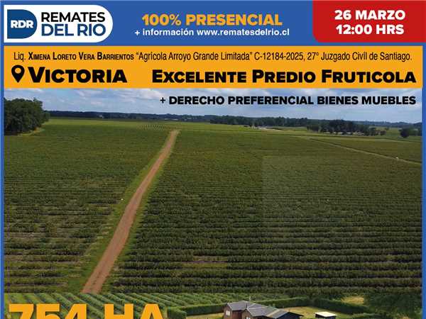 REMATE PRESENCIAL 26-03-2026 12:00 HRS PREDIO VICTORIA