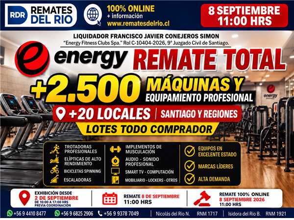 REMATE 08 DE SEPTIEMBRE 2026 11:00 HRS – BIENES «ENERGY»