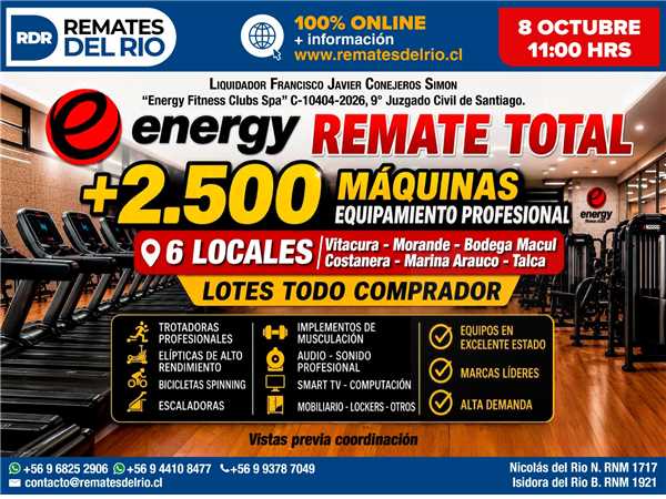 REMATE 08 DE OCTUBRE 2026 11:00 HRS – BIENES «ENERGY»
